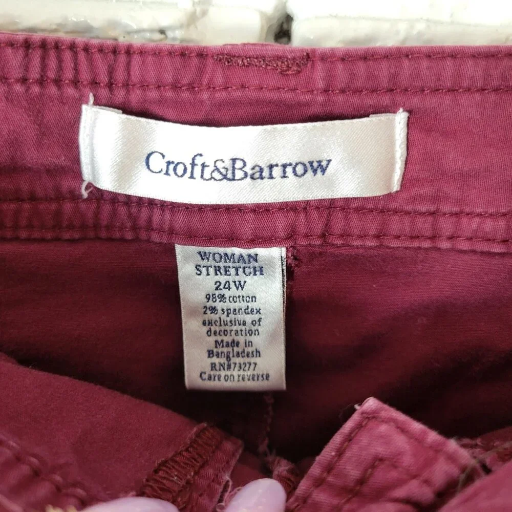 Croft Barrow Womens Skort 24W Plus Purple Zip Fly Cotton Blend PUR19E